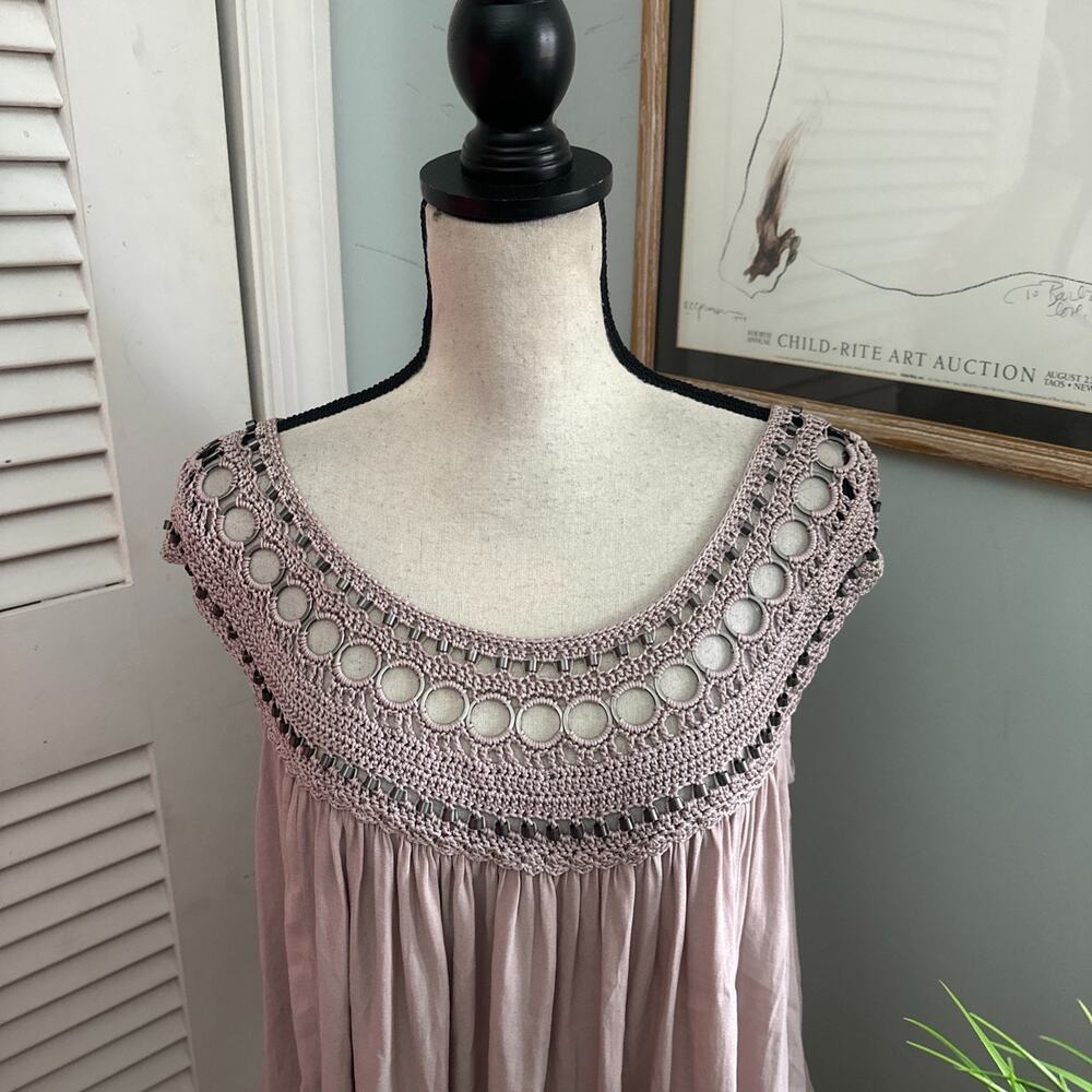 Free People Top Womens Small Pink Feel Free Off Shoulder Beaded Summer Boho Chic - Picture 3 of 9